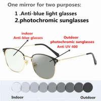 Blue Light Blocking Photochromic Computer Gaming Eyeglasses Men Women Glasses Sun Glasses Discoloration