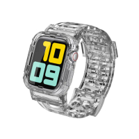 【AHAStyle】Apple Watch 冰川晶透 錶帶 透灰款(防摔透明運動錶帶)