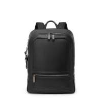 【TUMI】Harrison William 15 吋筆電簡約皮革商務背包 - 亮黑(TUMI 官方旗艦店)