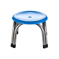 เก้าอี้สเตนเลสกลม ที่นั่ง PP (S) รุ่น SPP-22CM-SB สีฟ้า