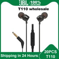 Wholesale 20 PCS JBL T110 3.5mm Wired Earphones TUNE110 Stereo Bass Earbuds Headset Sport Earphone In-line Control Handsfree Mic