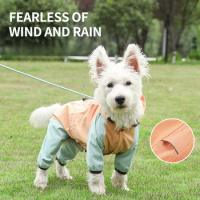 Wearable Four-legged Dog Raincoat with Waterproof Hat for Going Out Small Dog Teddy Bear Large Dog Pet Rainy Weather Clothes