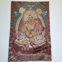 唐卡黃財神像西藏佛像絲綢刺繡尼泊爾金絲布錦財寶天王五路財神像