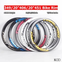 TIRALPRO 16" 349 20" 406 451 Bicycle Rim 40MM Height 16/20/24 Holes V/Disc Brake Folding Bike Rim Aluminum Alloy Rim Customized