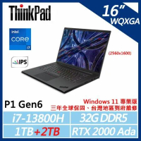 【ThinkPad】P1 Gen6 16吋商務(i7-13800H/32G/1TB+2TB/RTX 2000 Ada)