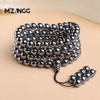 Natural Terahertz 108 Buddha Beads Energy Stone Jade Bracelet Necklace for Men and Women Fashion Luxury Jewelry Holiday Gifts