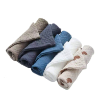 5ชิ้นเด็กผ้าฝ้ายตารางผ้าขนหนูมัสลินผ้าให้อาหารเอี๊ยมทารกล้างมือใบหน้าผ้าเช็ดทำความสะอาด Washcloth ผ้าเช็ดหน้า