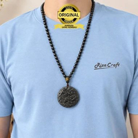 Kalung Keren Batu Alam Akik Kristal Black Jade Giok Hitam Ukir Naga Asli 100% Dan Original Untuk Pri