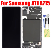 For Samsung Galaxy A71 A715 A715F A715W A715X LCD Display Panel Module Monitor and Touch Screen Digitizer Sensor Assembly Frame