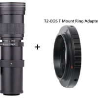 420-800mm F/8.3-16 Super Telephoto Lens Manual Zoom Lens +T2 Adaper Ring for Canon DSLR Cameras EF EF-S Mount Lens
