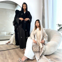 Dubai Middle East Turkey Moon Embroidery Kimono Cardigan Robe Women Muslim Maxi Dress Ramadan Abaya Eid Jalabiya Islamic Kaftan
