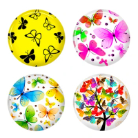 10mm 12mm 25mm 14mm 16mm 18mm 20mm Photo Glass Cabochons Round Cameo Set Handmade Settings Stone Snap Butterfly TUN772