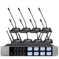 8-Channel Professional Capacitive Gooseneck Microphone System for Conference Hosts, Podcasts, and Recording Wireless Devices