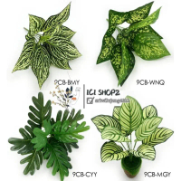 DAUN TANGKAI DAUN ARTIFICIAL DAUN PLASTIK / DAUN HIASAN 9 CABANG