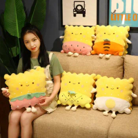 Funny Biscuits Plush Toy Soft Cartoon Food Snacks Soda Crackers Stuffed Doll Food Pillow With Blanket Christmas Gift For Girls