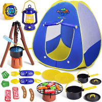FUN LITTLE TOYS Pop Up Play Tent with Camping Gear and Tools Set Outdoor Toys for Kids