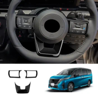 For Nissan SERENA C28 2022 2023 Auto Accessories Steering Wheel Switch Button Cover Trim Stickers ABS Black /Carbon Fiber