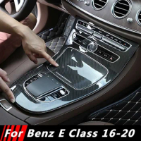 For Mercedes Benz E Class E200 E300 16-20 Real Carbon Fiber Car Central Control Panel Trim Cover Sticker Car Styling Accessories