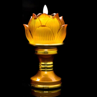 【供桌擺件】LED琉璃蓮花燈-附合金底座(電子蠟燭 佛供燈 心經佛 長明燈 神明燈 供奉燈)