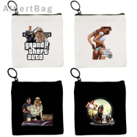 GTA V Gun Man Robbery GTA 5 Game Grand Theft Auto 5 Vice City Canvas Coin Purse Key Case Storage Card Bags Wallet Zipper Pouch