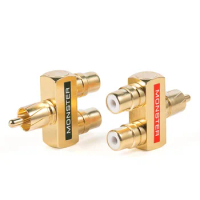 Gold Plated Copper AV Audio Splitter Plug RCA Adapter 1 Male to 2 Female Connector