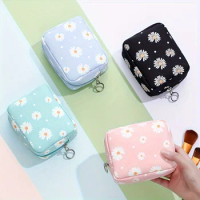 Women Cosmetic Bags Cute Daisy Waterproof Storage Bag Makeup Bag Portable Makeup Lipstick Key Headphone Case Card Organizer