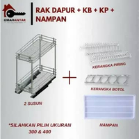 Rak Piring Dapur 2 Susun Chrome 300 , 400mm Huben 400 RD + KB + KP + NAMPAN