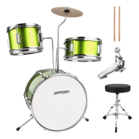 14 inch 3-Piece Kids Jazz Drum Set with Cymbal Pedal Drumsticks Adjustable Stool Musical Instrument Toys for Children Beginners