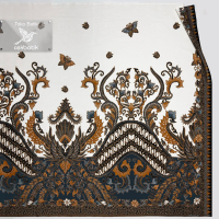 Kain Batik - Motif SOGAN Gajah Mada Jawa Modern Spesial Ukuran Lebih Panjang Putih (Denim)