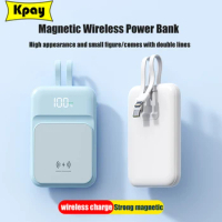 10000mAh With Cable Macsafe Power Bank Magnetic Wireless Powerbank For iphone Xiaomi Portable External Auxiliary Spare Battery