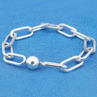 Original Me Link Snake Chain Pattern Circular Clasp Bracelet Bangle Fit 925 Sterling Silver Bead Charm Bangle Europe Jewelry