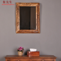 進口新中式復古純實木質浴室鏡穿衣鏡掛墻式高檔輕奢梳妝鏡全身鏡