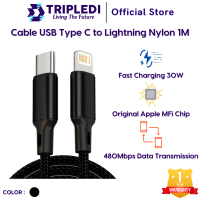 TRIPLEDI Kabel Charger iPhone Data Cable USB Type C to Lightnig Nylon PD Fast Charging 30W IOS iPad 