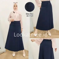 rok a line panjang model prisket rempel cantik size besar ready XL Navy