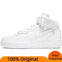 Nike Air Force 1 Mid Triple White Women's Sneakers shoes With Original Box