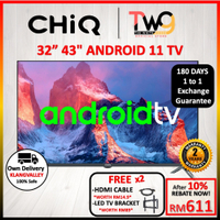 [2 GIFT] CHiQ TV 32" / 43” Metal Full Screen Smart Android TV 11 Full HD LED TV L32M8T L43M8T