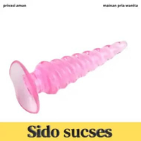 Plug Silikon Penyumbat Pantat Bertekstur Ulir Anal Plug Silikone Flexible Pink