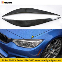 Carbon Fiber Car Headlight Eyebrows Fiber Glass Primer Lamp Cover Eyelids For BMW 4 Series 2014 - 2020 F82 M4 F80 M3 F36 F33 F32