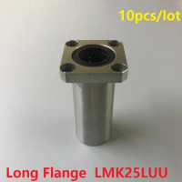 10pcs/lot LMK25LUU 25mm 25*40*112mm long type square Flange linear bearings bushing for 3d printer CNC router 25x40x112mm