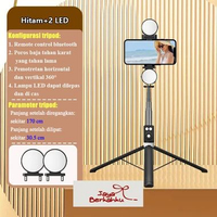 [BIG SALE] TR  165CM Tongsis Tripod lampu LED Gimbal Stabilizer Bluetooth Selfie Tongsis Termurah Bl