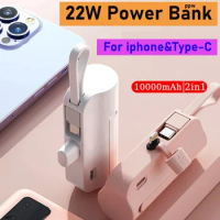 Xiaomi-MIJIA Power Bank with Built in Cable, Mini PowerBank External Battery Portable Charger for iPhone Samsung Xiaomi 10000mAh