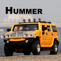 124 HUMMER H2ล้อแม็กรถยนต์รุ่น D Iecasts โลหะของเล่นรถออฟโรดจำลองสูงเสียงและแสงคอลเลกชันชุดของขวัญเด็ก
