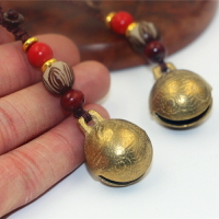 西藏特色純銅黃銅吊墜子虎頭鈴鐺汽車鑰匙掛件配飾品男女禮品掛墜