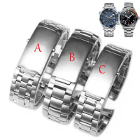 20mm 22mm Silver Stainless steel Watch Bands Strap For omega Ocean 007 seamaster 300 Bracelet Watch Accessories