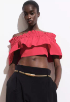 Mango Strapless Top With Ruffle