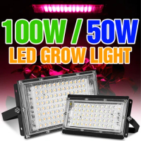 LED Grow Light 100W 50W Phyto Lamp Full Spectrum Hydroponics Growing System Light Bulb IP65 Waterproof Phytolamp For Plants 220V