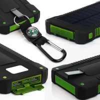 Free Shipping 200000mAh Top Solar Power Bank Waterproof Emergency Charger External Battery Powerbank for MI IPhone LED SOS Light
