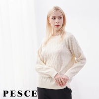 【PESCE】長袖立領套頭毛衣、Cashmere喀什米爾絞花毛衣(#喀什米爾#毛衣＃圓領)