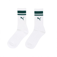 【PUMA】襪子 Classic 白 深綠 雙線 經典 長襪 單雙入(BB109220)