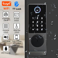 W7 Stainless Steel Double Fingerprint Lock TT Lock/ Tuya Smart Door Lock Outdoor Gate Waterproof Digital Electronic Lock